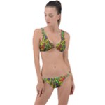 Colorful brush strokes painting on a green background                                                    Ring Detail Crop Bikini Set