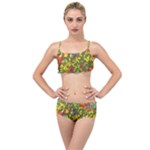 Colorful brush strokes painting on a green background                                                  Layered Top Bikini Set