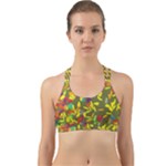 Colorful brush strokes painting on a green background                                                    Back Web Sports Bra