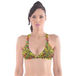 Colorful brush strokes painting on a green background                                                   Plunge Bikini Top
