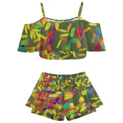 Kids  Off Shoulder Skirt Bikini 