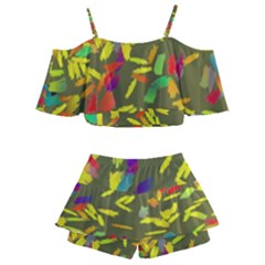 Kids  Off Shoulder Skirt Bikini 