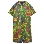 Colorful brush strokes painting on a green background                                                  Kids  Boyleg Half Suit Swimwear