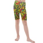 Colorful brush strokes painting on a green background                                                   Kid s Swim Shorts