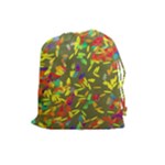 Colorful brush strokes painting on a green background                                                    Drawstring Pouch