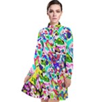 Colorful paint texture                                                Long Sleeve Chiffon Shirt Dress