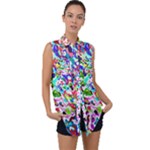 Colorful paint texture                                                   Sleeveless Chiffon Button Shirt