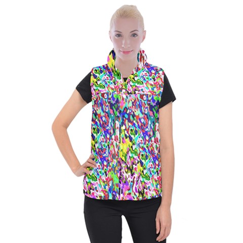 Colorful paint texture                                                 Women s Button Up Puffer Vest from ArtsNow.com