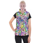 Colorful paint texture                                                 Women s Button Up Puffer Vest