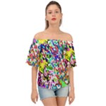 Colorful paint texture                                                   Off Shoulder Short Sleeve Top