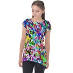 Colorful paint texture                                                   Cap Sleeve High Low Top