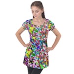 Colorful paint texture                                                   Puff Sleeve Tunic Top