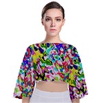 Colorful paint texture                                                  Tie Back Butterfly Sleeve Chiffon Top