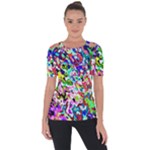 Colorful paint texture                                                   Shoulder Cut Out Short Sleeve Top