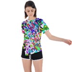 Colorful paint texture                                                     Asymmetrical Short Sleeve Sports Tee