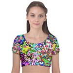Colorful paint texture                                                 Velvet Short Sleeve Crop Top