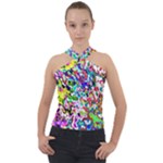 Colorful paint texture                                                    Cross Neck Velour Top