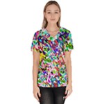 Colorful paint texture                                                     Women s V-Neck Scrub Top