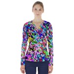 Colorful paint texture                                                     V-Neck Long Sleeve Top