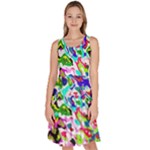 Colorful paint texture                                                       Knee Length Skater Dress With Pockets