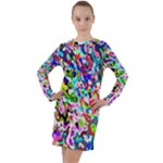 Colorful paint texture                                                      Long Sleeve Hoodie Dress