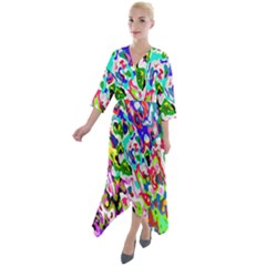 Quarter Sleeve Wrap Front Maxi Dress 