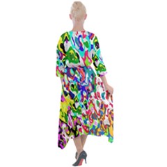 Quarter Sleeve Wrap Front Maxi Dress 