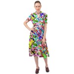Colorful paint texture                                                       Keyhole Neckline Chiffon Dress