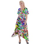 Colorful paint texture                                                     Cross Front Sharkbite Hem Maxi Dress