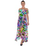 Colorful paint texture                                                    Off Shoulder Open Front Chiffon Dress