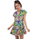 Colorful paint texture                                                    Flutter Sleeve Wrap Dress