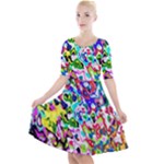Colorful paint texture                                                       Quarter Sleeve A-Line Dress