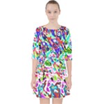 Colorful paint texture                                                      Quarter Sleeve Pocket Dress