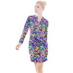 Colorful paint texture                                                      Button Long Sleeve Dress