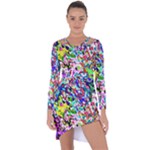 Colorful paint texture                                                      Asymmetric Cut-Out Shift Dress