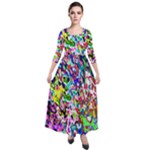 Colorful paint texture                                                      Quarter Sleeve Maxi Velour Dress
