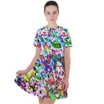 Colorful paint texture                                                   Short Sleeve Shoulder Cut Out Dress