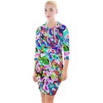 Colorful paint texture                                                      Quarter Sleeve Hood Bodycon Dress