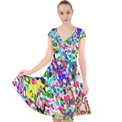 Cap Sleeve Front Wrap Midi Dress 