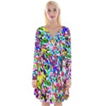 Colorful paint texture                                                       Long Sleeve Front Wrap Dress