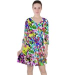 Colorful paint texture                                                    Quarter Sleeve Ruffle Waist Dress