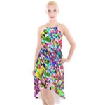Colorful paint texture                                                   High-Low Halter Chiffon Dress