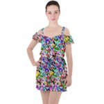 Colorful paint texture                                                   Ruffle Cut Out Chiffon Playsuit