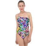 Colorful paint texture                                                   Classic One Shoulder Swimsuit