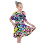 Colorful paint texture                                                 Kids  Shoulder Cutout Chiffon Dress