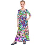 Colorful paint texture                                                   Kids  Quarter Sleeve Maxi Dress