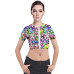 Colorful paint texture                                                    Short Sleeve Cropped Jacket