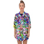 Colorful paint texture                                                 Half Sleeve Chiffon Kimono