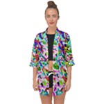 Colorful paint texture                                                   Open Front Chiffon Kimono