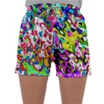 Colorful paint texture                                                   Women s Satin Sleepwear Sleeve Shorts